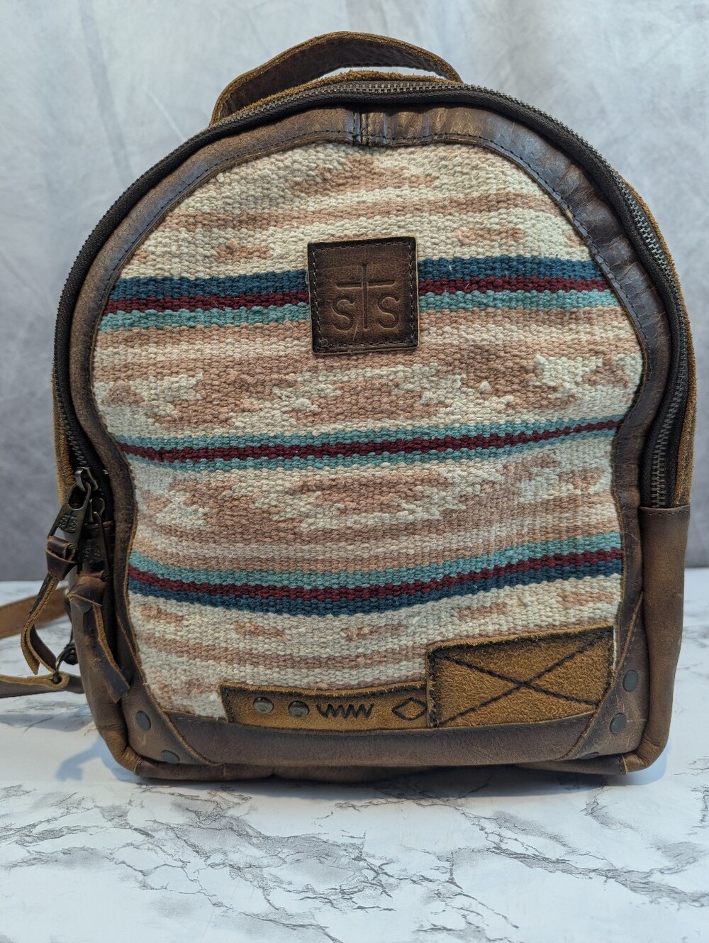 STS Ranchwear Western Aztec Woven Canvas Leather Mini Backpack